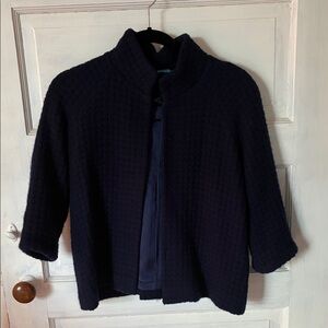 J. McLaughlin S Navy Cashmere/Wool Sweater Jacket